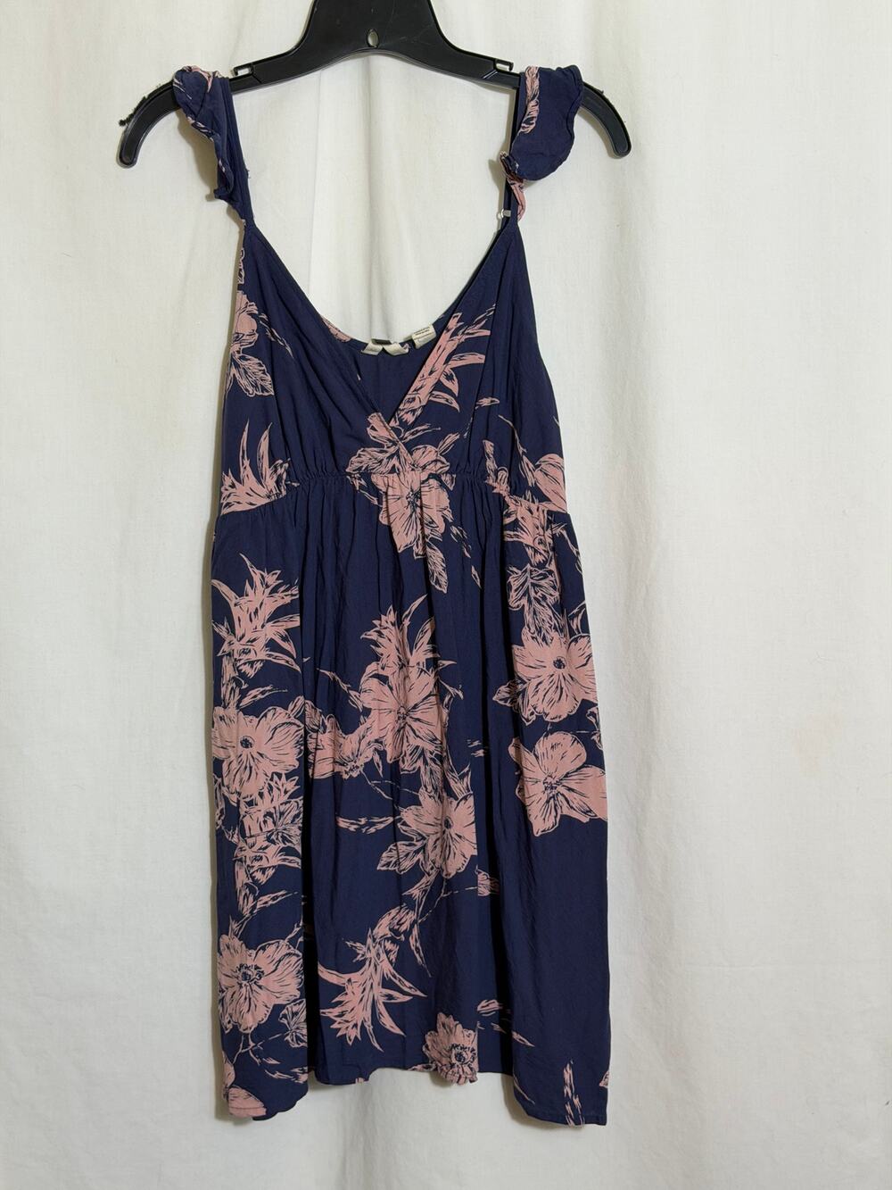 Roxy Floral Tank Top Large Blue Pink Boho Babydoll Swing Cami